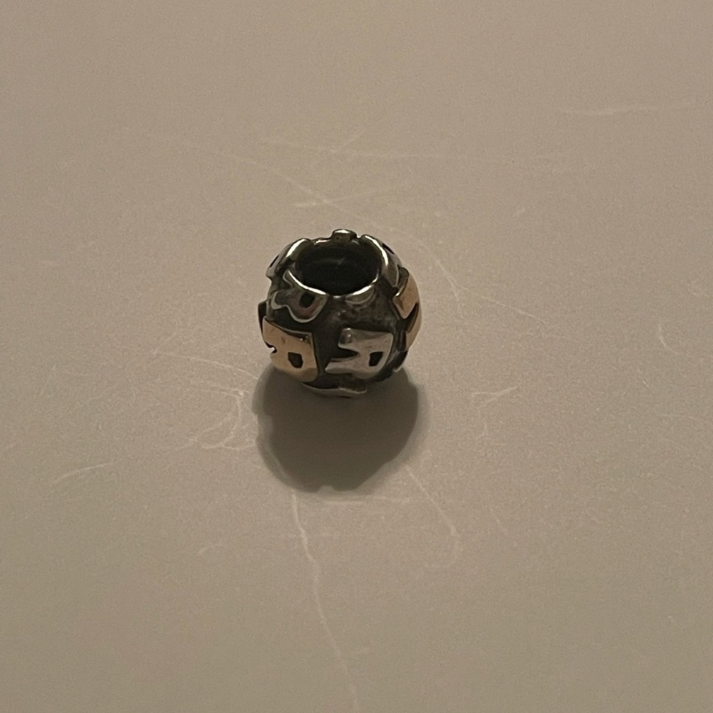 🌟 Retired Pandora Letter R Initial Silver and Solid 14K Gold Charm🌟